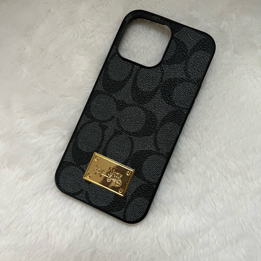 Coach Signature Black and Gold Phone Case - Picture 3 of 5
